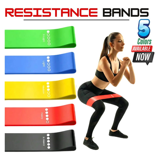 Resistance Bands Loop Set of 5 Exercise Strength Workout Fitness Yoga Booty Band Training