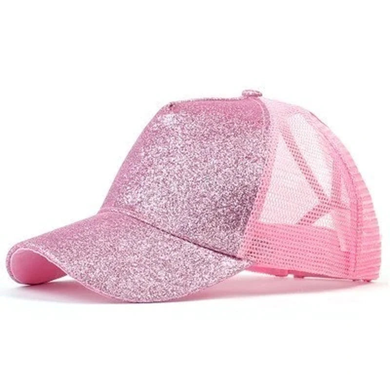 2019 New Glitter Caps Sequins Shining High Quality Fashion Womens Messy Bun Adjustable Baseball Snapback