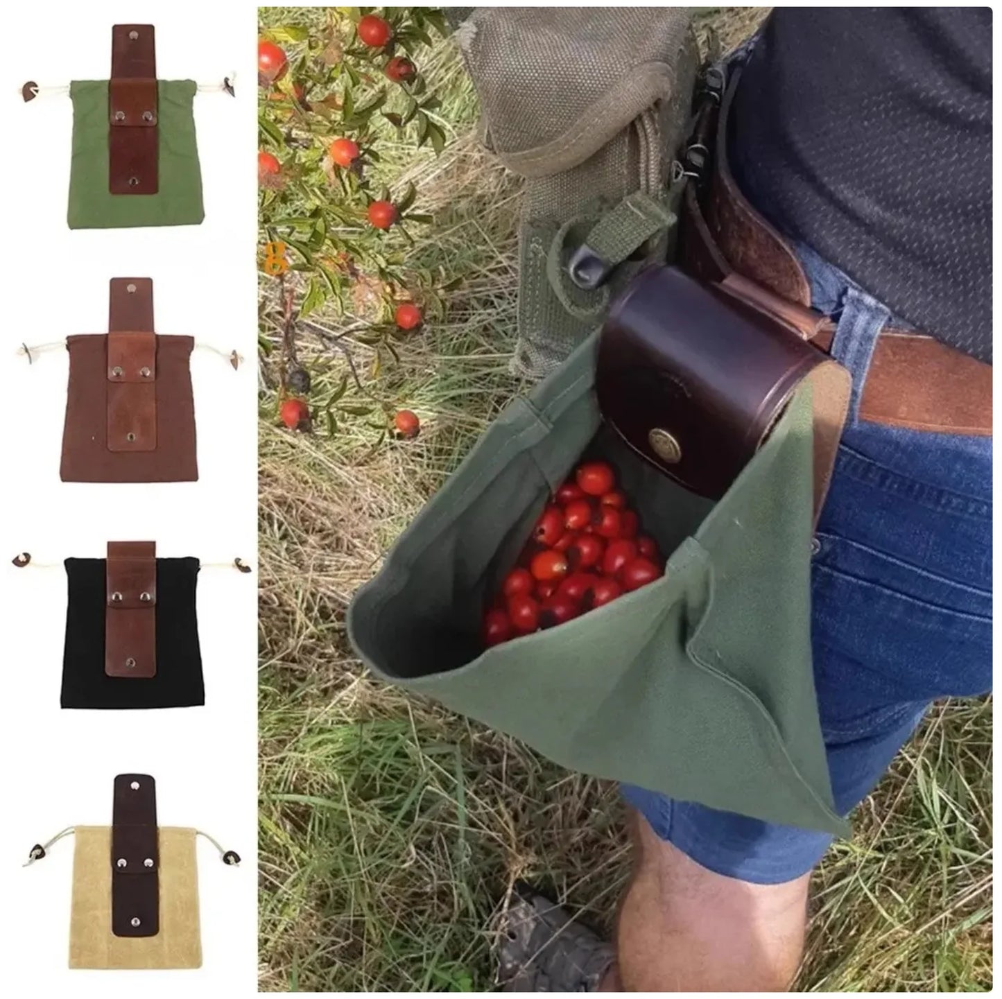 Foraging Pouch - Portable Belt-Mounted Foraging Bag for Outdoor Foraging & Nature Collection
