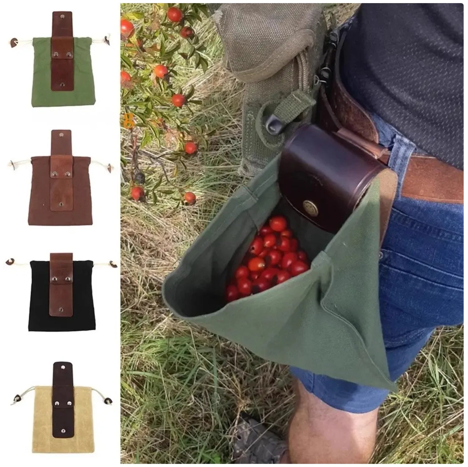 Foraging Pouch - Portable Belt-Mounted Foraging Bag for Outdoor Foraging & Nature Collection